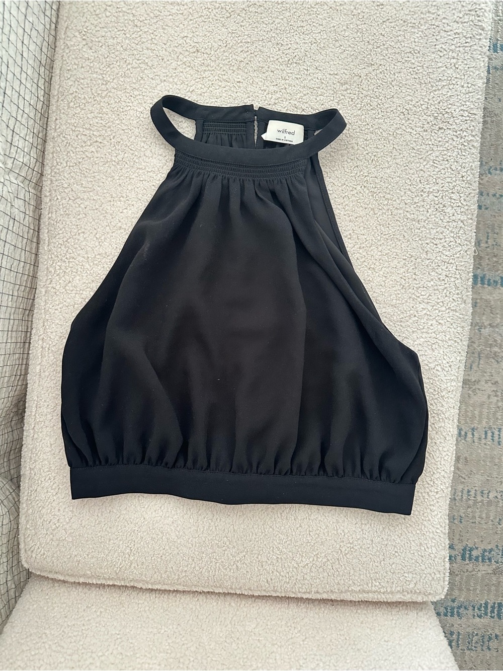 Wilfred Black High Neck Tank with Elastic Hem
